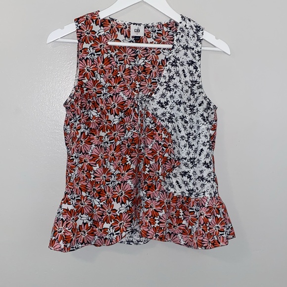 CAbi Seraphina Floral Ruffle Sleeveless Front Tie Top - Picture 2 of 8